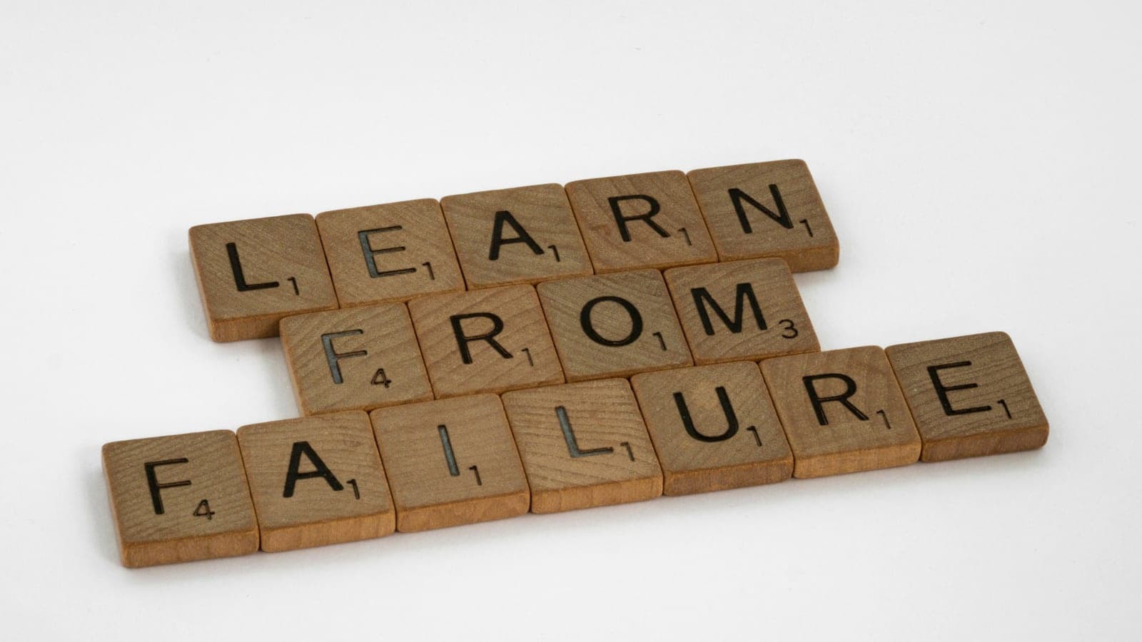 Scrabble, scrabble pieces, lettering, letters, wood, scrabble tiles, white background, words, quote, letters, type, typography, design, layout, focus, bokeh, blur, photography, images, image, get over it, move on, press on, don't mope, mither not, no regrets, start again, learn from your mistakes, mindfulness, life will not wait, keep going, take initiative, be a self starter, do it now, don't wait forever, procrastination, excuses, don't make excuses, learn from failure,