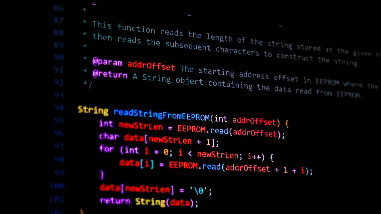 Programming, Code, Coding, Software Development, Source Code, Syntax Highlighting, Computer Screen, Arduino, Embedded Systems, Firmware, EEPROM, Embedded C, Microcontroller, Tech, Developer, C++, Coding Screen, Hack, Debugging, Algorithm, Coding Background, Engineering, Technology, Code Editor, Computer Science, Coding Aesthetics